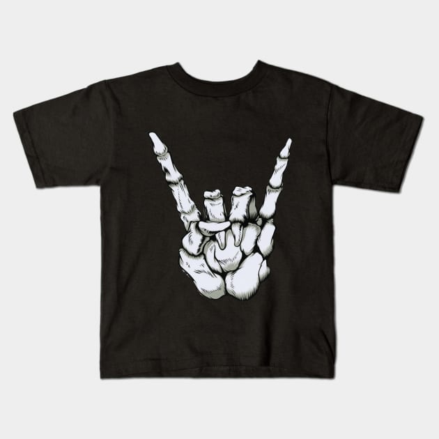 Skeleton Rock - Full Body Variant Kids T-Shirt by supertwistedgaming